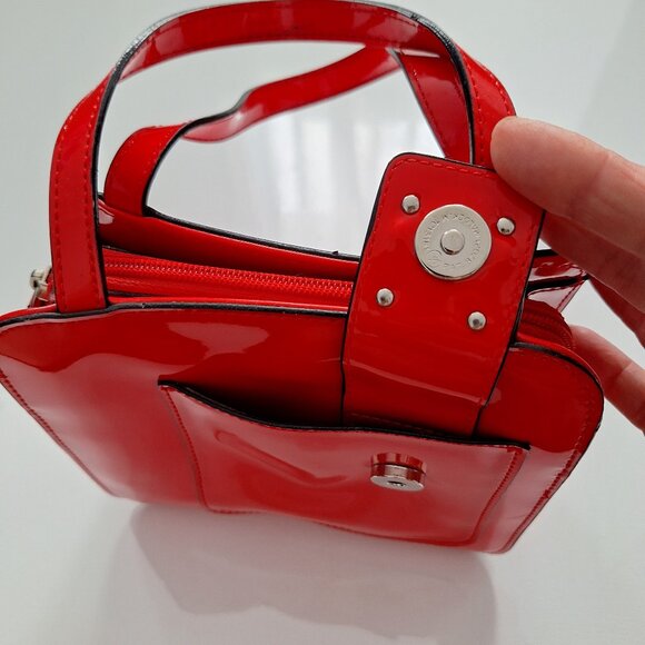 Guess Vintage Patent Red Square Mini Hand Bag - Picture 3 of 8